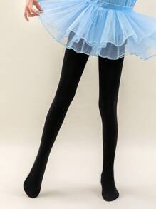 1件幼兒女童黑色尼龍緊身褲襪,皮膚友好舒適,適合日常穿著