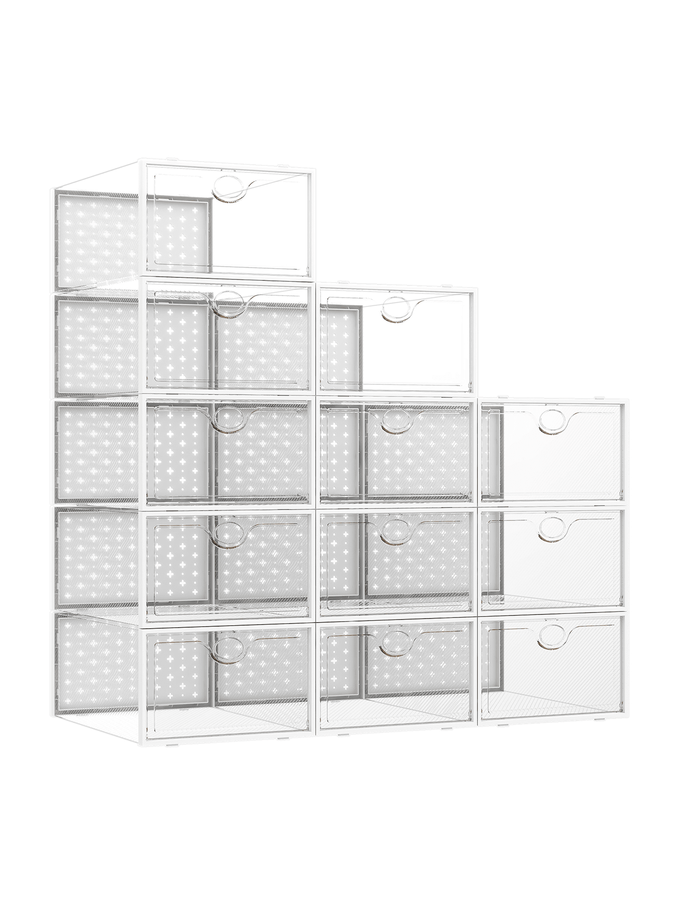 Pinkpum Large 12 Pack Shoe Storage Box, Clear Plastic Stackable Shoe ...