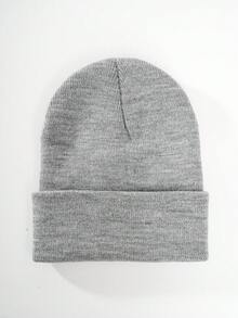 1pc Men's Knitted Hat With Embroidery, Suitable For Daily Wear - Grey - View 4
