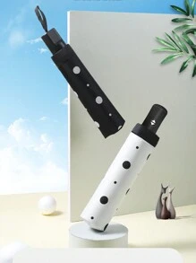 1把自動黑白圓點折疊傘,創意防紫外線防雨傘適用於男女,時尚經典單按開關 - 波點雨傘 - 查看 4