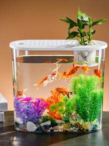 PVC Acrylic Plastic Fish Tank, Transparent Oval Water Culture Fish Tank, Unbreakable, Suitable For Office And Turtle - Clear - View 4