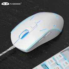 MageGee 1pc G12 Wired Mute Gaming Mouse , 7 Colors Breathing LED Backlit Mouse, 6 Adjustable DPI Ergonomic Optical Computer Mouse Compatible With Windows PC Gamers - White - trắng - Xem 3