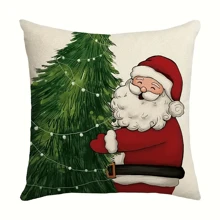 4入組紅色聖誕節枕套,雪人花環假日印花枕套適用於家居或房間裝飾,臥室、客廳沙發坐墊,車內裝飾枕頭 - 紅色 - 查看 3