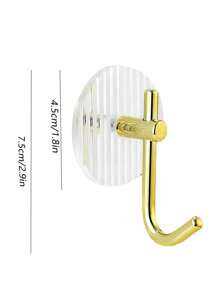 1pc Adhesive Wall Hook, No Drilling Required, Metal Hook For Kitchen, Bedroom, Door, Hat & Coat - Gold - View 4