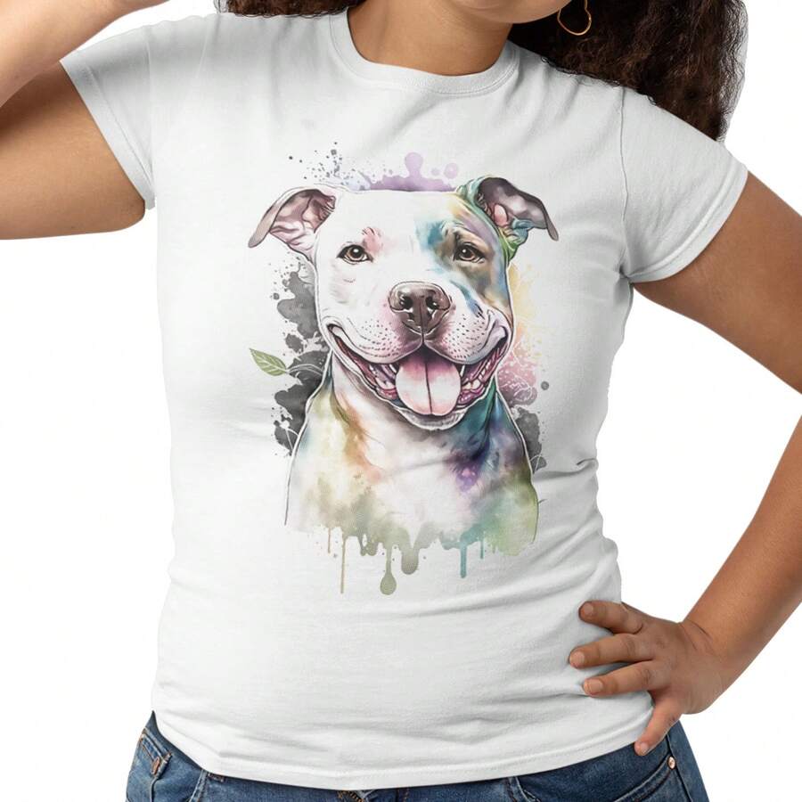 Pit Bull Colors Dog Animals Lady T-Shirt - White - View 1