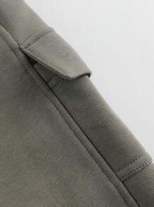 Young Boys' Autumn Outdoor Windproof Cargo Pants With Thermal Lined And Elastic Cuffs - Olive Green - View 4