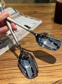 1pc Stainless Steel Lantern Shaped Long Handled Dessert Stirring Spoon For Home Use - Gold - View 4