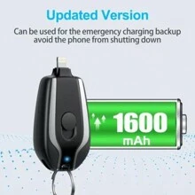 Power Bank Llavero Cargador De Emergencia Tipo C Lightning - LIGHTING IP/BLACK - Ver 6