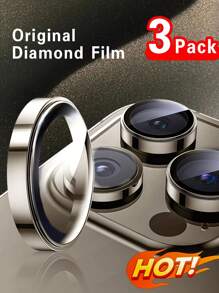 3pcs Camera Lens Protector Film Compatible With IPhone 16e, 16 Pro Max/16 Pro/16/16 Plus, 15 Pro Max/15 Pro/15/15 Plus, 14 Pro Max/14/14 Pro/14 Plus, 13 Pro Max/13, 12, 11 - Gold - View 1