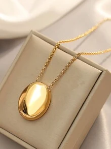 Xemes Yearn Stainless Steel Long Oval Pendant Necklace - Women's Sweater Chain, Jewelry - Silver - View 11