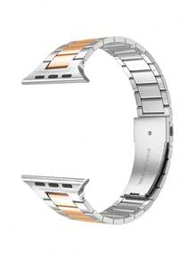 Metallketten-Armband mit Farbblock-Design, kompatibel mit Apple Watch Series 8, elegant & modisch, 38/40/41/42/44/45/49mm
