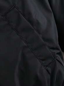 Tween Boy Stylish Sporty Printed Three-Proofing Padded Coat With Baseball Collar, Racing Style, Fall & Winter - Black - View 9