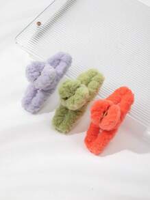 3pcs Plush Fashionable Hair Claws, Suitable For Daily Use - Multicolor - View 1