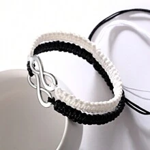 1pc Black And White Infinity Symbol 8 Cord Bracelet - Black and White - View 2