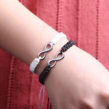 1pc Black And White Infinity Symbol 8 Cord Bracelet - Black and White - View 3