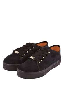 Women's Casual Sneakers All Black - 黑色 - 查看 4