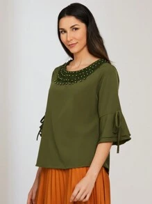 Women Tops - 軍綠色 - 查看 2