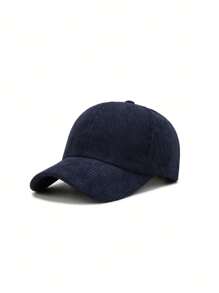 Unisex Solid Color Corduroy Baseball Cap, Autumn & Winter Windproof And Uv Protection - Navy Blue - View 4