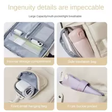 升級版旅行背包,適合飛機攜帶,防水面料,28升容量,適用於15.6英寸筆記本電腦,女性專用 - 杏色 - 查看 10