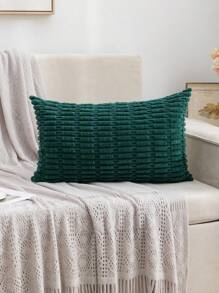 1pc Simple Solid Color Decorative Cushion Cover - Dark Green - View 4