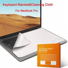 New Microfiber Dustproof Protective Film Notebook Palm Keyboard Blanket Cover Laptop Screen Cleaning Cloth Compatible With Macbook Pro 13/15/16 Inch - Light Grey - View 9