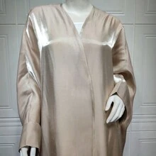 1 Pezzo Vestaglia Con Maniche A Pipistrello In Raso Satin Luminoso Brillante Sabbiato Elegante Per Uso Quotidiano Delle Donne - Beige - Visualizzare 1