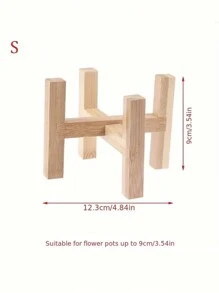 1pc  Solid Wood Planter Pot Trays Flower Pot Rack Strong Free Standing Bonsai Holder - Yellow - View 5