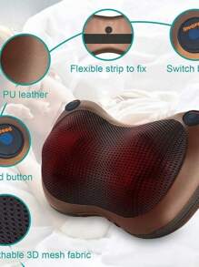Masajeador Espalda Cuello Infrarrojo Almohada En Coche Casa - Negro - Ver 4