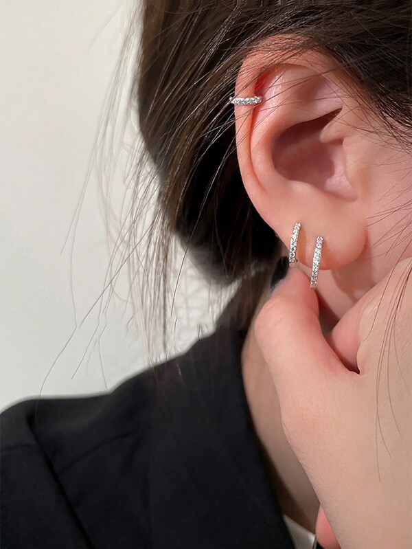 1pc cubic zirconia cartilage hoop earring ear piercing jewelry cz helix tragus lobe huggie hoop earrings for women