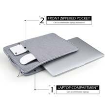 UOZL 1 件笔记本电脑包 13.0-15.6 英寸带手柄公文包笔记本电脑包手提包防水、防震、防刮、柔软衬里加垫适用于商务休闲日常通勤手提包平板电脑内胆包教室笔记本电脑包教室包教师收纳包教室整理包 - 灰色 - 查看 4