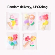 4 套冰箱贴、水杯贴、现代混色随机 3D 可爱动物装饰、适合 DIY - 彩色 - 查看 4