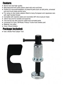 1入組汽車碟式煞車鉗活塞旋轉工具套件,適用於更換煞車片、撤回活塞及維修輪缸 - 銀色 - 查看 3