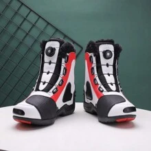 Men's Motorcycle Boots, Wear-resistant And Anti-collision Riding Shoes, Off-road And Winter Warm Waterproof And Anti-skid High-top Sports Shoes, Lockable - White - View 1