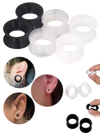 6pcs Ultra Thin Silicone Ear Tunnels Skin Flexible Flesh Tunnel Expander Stretching Gauge Earlets Plug Gauges Kit for Men Women Same Sizes 6G-25mm