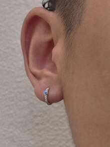 kuuioe 2 Pièces Boucles D'oreilles De Bijoux Punk Vintage Pour Hommes À Porter Au Quotidien, Décor De Zircone Cubique Bleue