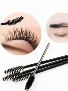 50 件一次性黑水晶睫毛刷、螺旋睫毛刷、眉刷、睫毛梳、睫毛延长化妆工具 - 黑色 - 查看 2