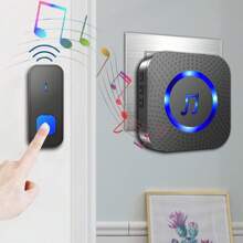 LIKEPAI Không dây Âm nhạc Chuông cửa , Nhà  Không thấm nước Chuông cửa 1 , Phạm vi , 5 Dung tích Cấp độ Với 55 Chuông cửa & Led Tia sáng Cắm vào ( Đen Cổ điển Chuông cửa Bộ dụng cụ : 1 Nút & 2 ) - màu đen - Xem 10