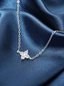 1條女士用簡潔優雅的925純銀幸運四葉草鑲嵌白色立方氧化鋯手鍊,防過敏,適合日常穿戴或作為贈禮 - 銀色 - 查看 4