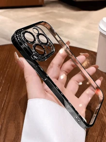 Ultra Thin & Minimalist Electroplating Black Phone Case Compatible With Iphone - Black - View 2