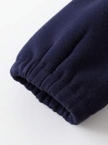 Annil 女童冬季海軍風款暖絨長袖針織連衣裙皇家藍