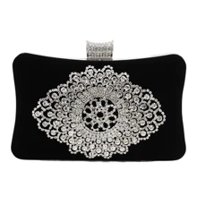 閃亮,閃耀,華麗,優雅,精美,安靜的奢華的精緻天鵝絨鑲鑽花朵派對手拿包黑色晚宴包晚宴包優雅的鑲鑽,水晶裝飾,假珍珠適合派對女孩,女人,淑女,新娘完美適合派對,婚禮,舞會,晚餐/宴會最好的禮物送給女性 - 黑色 - 查看 1