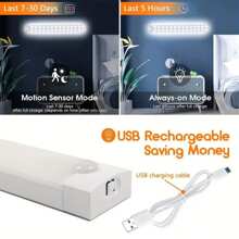 使用1個移動感應櫥櫃燈,讓您的家焕然一新-usb可充電且電池供電! - 白色 - 查看 6