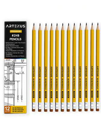 12/48/72 Pcs/Set Pencils #2 HB , Pack Of 12, Wood-Cased Graphite Pencils In Bulk, Pre Sharpened Pencils #2, Office & School Supplies For Exams And Classrooms.