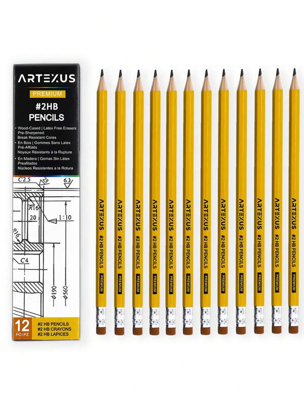 12/48/72 Pcs/Set Pencils #2 HB , Pack Of 12, Wood-Cased Graphite Pencils In Bulk, Pre Sharpened Pencils #2, Office & School Supplies For Exams And Classrooms.