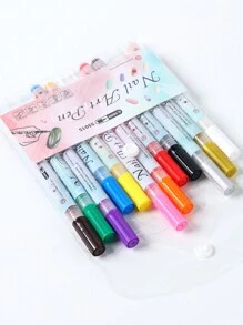 Set Di 12 Pennarelli Per Graffiti Per Unghie, Pennarello Per Unghie Con Pennino Sottile Per Disegnare Linee Astratte Con Dettagli Floreali E Design Impermeabile - Utensili Per Graffiti Unghie Per Forniture Di Nail Art