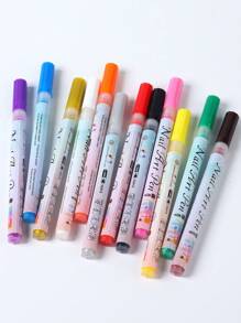 Set Di 12 Pennarelli Per Graffiti Per Unghie, Pennarello Per Unghie Con Pennino Sottile Per Disegnare Linee Astratte Con Dettagli Floreali E Design Impermeabile - Utensili Per Graffiti Unghie Per Forniture Di Nail Art