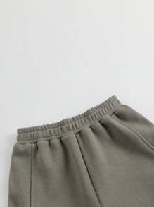 Young Boys' Autumn Outdoor Windproof Cargo Pants With Thermal Lined And Elastic Cuffs - Olive Green - View 3