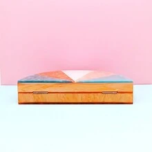 女士亞克力彩色半圓形手拿包,適用於派對 - 橘色 - 查看 6