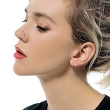 2pcs Stainless Steel Hinged Segment Nose Ring Hoop, For Nose, Septum, Lip, Cartilage, Helix, Piercing Jewelry - Silver - View 4