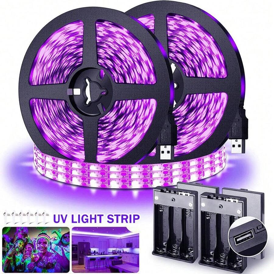 Uv 黑光 Led 燈條 385-400nm Usb Uv Led 燈條黑光燈適用於臥室掛毯海報螢光派對裝飾 - 紫色 - 查看 1